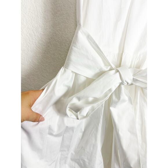 Jenni Kayne Sleeveless Kate Midi Dress Medium White Cotton Poplin Lined Belted - Picture 9 of 13